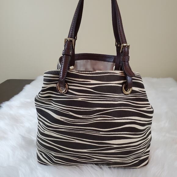 Michael Kors Zebra Stripe Tote Shoulder Bag - Picture 1 of 12